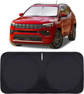 Sunshade for Jeep Compass 2017-2024 2025 Windshield Sun Shade, Custom fit Compass Front Windows Shade Cover Foldable Shield 240T Silver Sun Visor Blocks UV Rays Keep Car Cooler Accessories