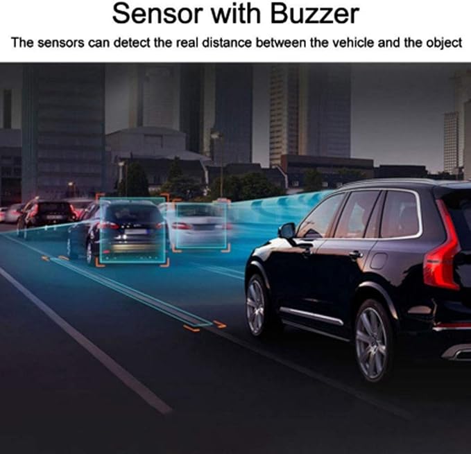 Car Reverse Backup Parking Sensor System Universal LED Parking Detector Monitor with 8 Sensor, 12V DC, 0.3-2.5m