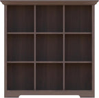 OSCHF Cube Shelf Bookcase with Base - Wooden 3 Tiers Floor Standing Low Storage Cabinet for Home and Office, 9-Cube Lattice B