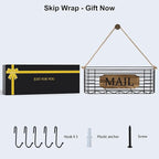 SRIWATANA Mail Holder, Rustic Mail Organizer Wall Mount Hanging Mail Sorter Letter Basket with 5 Key Holder for Wall, Large, 