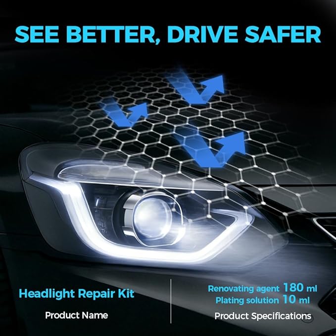 Ceramic Car Headlight Restoration Kit, 2026 Upgraded Headlight Cleaner and Restorer Kit, No Sanding Required, Restoring to Li