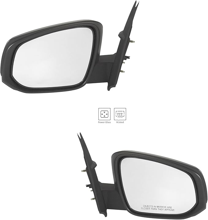 TRQ 2 Piece Driver and Passenger Side Mirror Assembly Set Electric Adjustment Heated No Memory Black Compatible with 2016-202