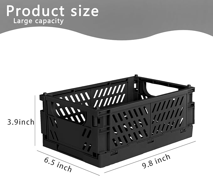 Tixill 2-Pack Mini Foldable Plastic Storage Box Mini Plastic Baskets for Organizing and Storage for Home Kitchen Bedroom Bath