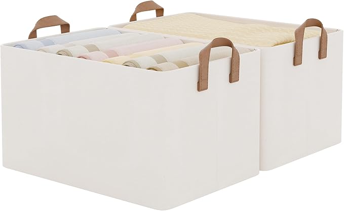 StorageWorks Fabric Storage Bins, Extra Large Storage Baskets for Shelves, Closet Organizers and Storage Bins with Metal Fram