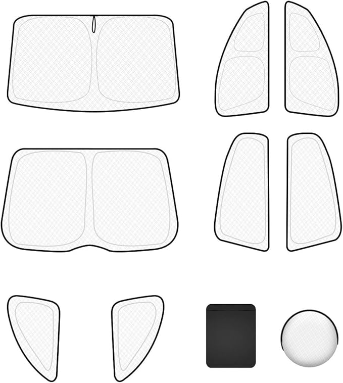 8pcs Windshield Sun Shades for Ford MustangMachE 2021-now，Accessories, Reflective Thicken Full Car Window Covers Sunshade for Windshield Side Rear, UV Block and Blackout Privacy for Camping