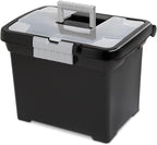 Sterilite Portable Lockable File Box Organizer with Handle and Clear Lid (12 Pack)