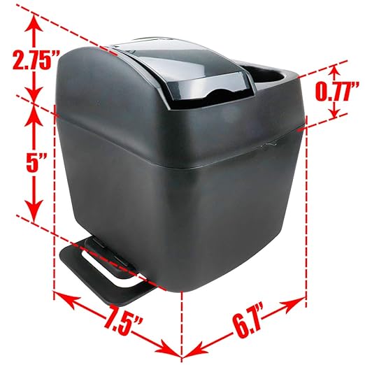 Modengzhe Black Plastic Car Trash Bin with Cup Holder, Multifunctional Extra Large Garbage Container Dustbin Storage Box
