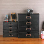 Wooden Storage Box Rustic Desktop Organizer with 4 Drawers Office Desk Accessories Shelf Small Craft Storage Containers Apoth
