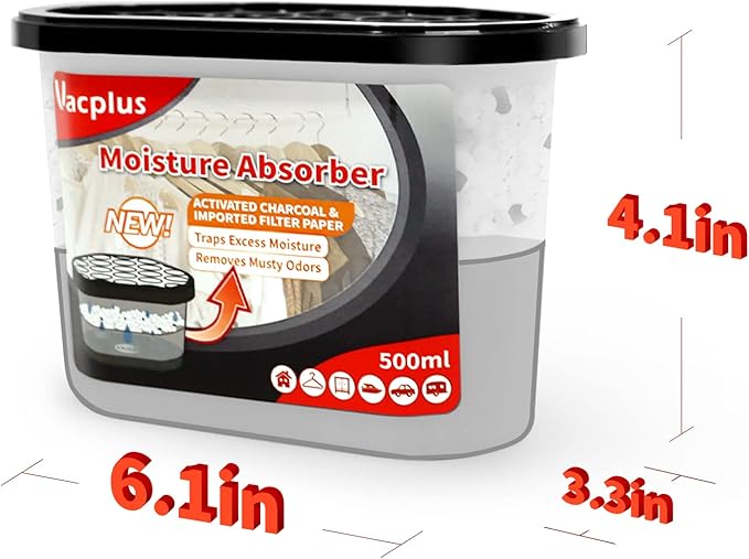 Vacplus Moisture Absorbers 6 Pack, Portable Humidity Absorber Boxes for Your Bathroom, Closet & Car, Dehumidifier with