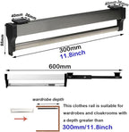 Pull Out Clothes Hanger Rail Rack - With 2 Sliding Rails Adjustable Extendable Clothes Rail, Extendable Pull Out Closet Rod, 