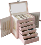 BOOVO Jewelry Box For women, 6 Layer Large Jewelry Organizer With Mirror, Multi-Function Storage Box With Lock, Accessory Hol