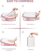 ECOHUB 6 Set Compression Packing Cubes, Gifts for Women Mom, Lightweight Vacation Travel Essentials Accessories for Suitcase 