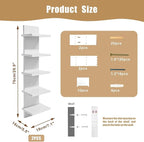 2 PCS 5 Tier Shelves for Wall, Decorative Wall Mounted Vertical Shelving Column Decor Mount Floating Storage Organizer Natura