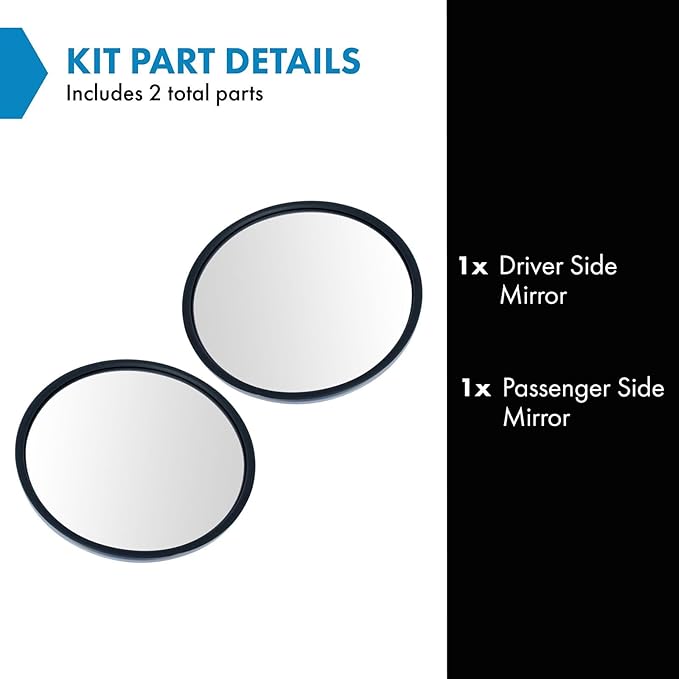 TRQ 8.5 inch Round Convex Mirrors Stainless Steel Center Stud with Mounting Bracket Manual Non Heated Driver and Passenger Si