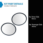 TRQ 8.5 inch Round Convex Mirrors Stainless Steel Center Stud with Mounting Bracket Manual Non Heated Driver and Passenger Si