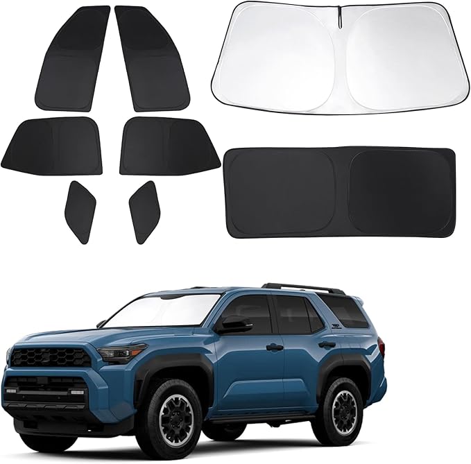 Windshield Sun Shade Car Windshield Foldable Full Windows Coverage Custom Fit for Toyota 4Runner 2025 2026 Accessories Car Window Shades Block Sun UV Rays 8PCS