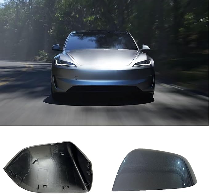 Compatible with Tesla Model Y Side Mirror Cover Replacement 2021 2022 2023 2024, Left Driver Side Rearview Mirror Cover Cap for Model Y Accessories(Silver)