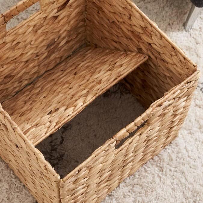 M4DECOR 10.5 x 10.5 Storage Cubes – Water Hyacinth Wicker Baskets for Organizing, Wicker Storage Cubes, Storage Baskets for S