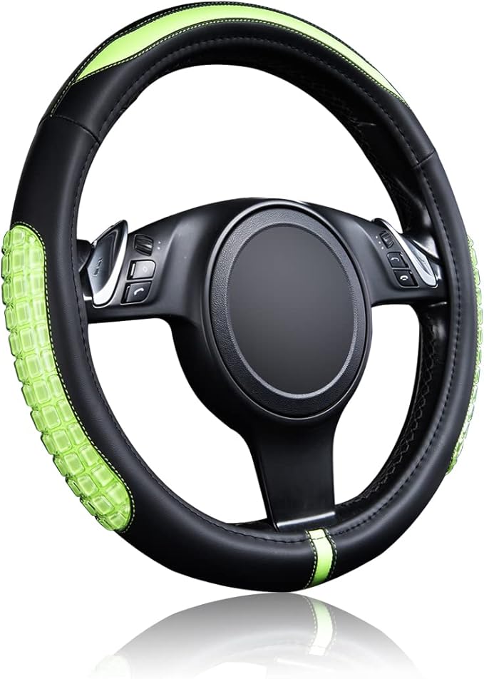Flying Banner car Steering Wheel Cover Gel Massage Velvet Cool Warm Universal Size 15 inches SUV Truck Anti Slip Odorless Sum