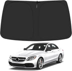 Windshield Sun Shade for 2015-2021 Merce-des Benz C Class W205 C250 C300 C400 Accessories, Foldable Window Sunshade Sun Visor Protector, Front Windshield Sunshade Sun Shield Block UV Rays Heat