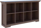 OSCHF Cube Shelf Bookcase with Base - Wooden 2 Tiers Floor Standing Low Storage Cabinet for Home and Office, 8-Cube Lattice B