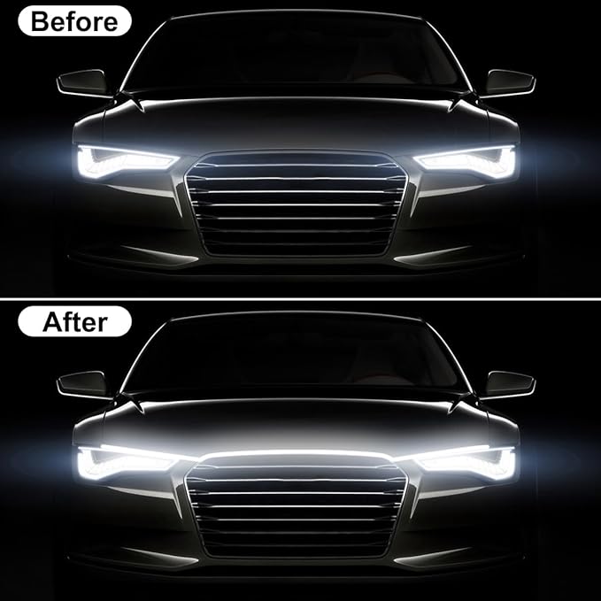 Dynamic Car Hood Light Strip, 59/71/79 Inches Flexible Exterior LED Strip Lights Waterproof Car Led Hood Light Daytime Running Light Strip for Cars, Trucks (White)