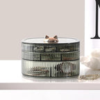 HALAFE Jewelry Box, 3-Layer Acrylic Jewelry Organizer with Cat Shape Handle, Clear Jewelry Boxes for Women Girls, Make up Org