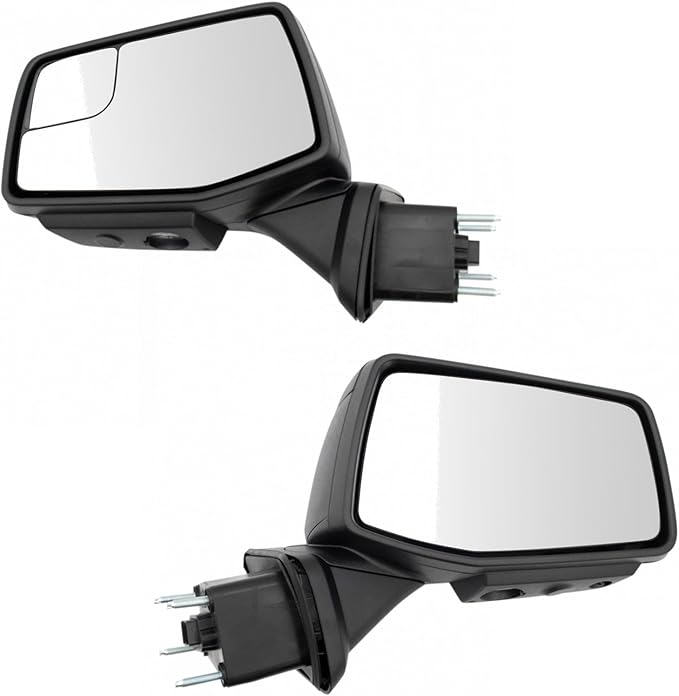 TRQ Driver and Passenger Side Mirror Set Power Heated Memory Textured Black with Spotter Glass Compatible with 2019-2021 Chev