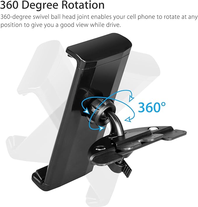 CD Slot Phone & Tablet Mount – Universal Car CD Player Phone Holder, Adjustable Dashboard Stand, 360° Rotation, Compatible with CarPlay Screens