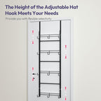 SWTYMIKI Over Door Hat Organizer - 4 Tier Metal Adjustable Wall Mounted Hat Rack with 12 Hooks Design, Hanging Baseball Cap O