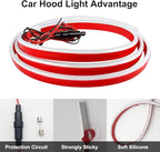 Dynamic Car Hood Light Strip, 59/71/79 Inches Flexible Exterior LED Strip Lights Waterproof Car Led Hood Light Daytime Running Light Strip for Cars, Trucks (White)