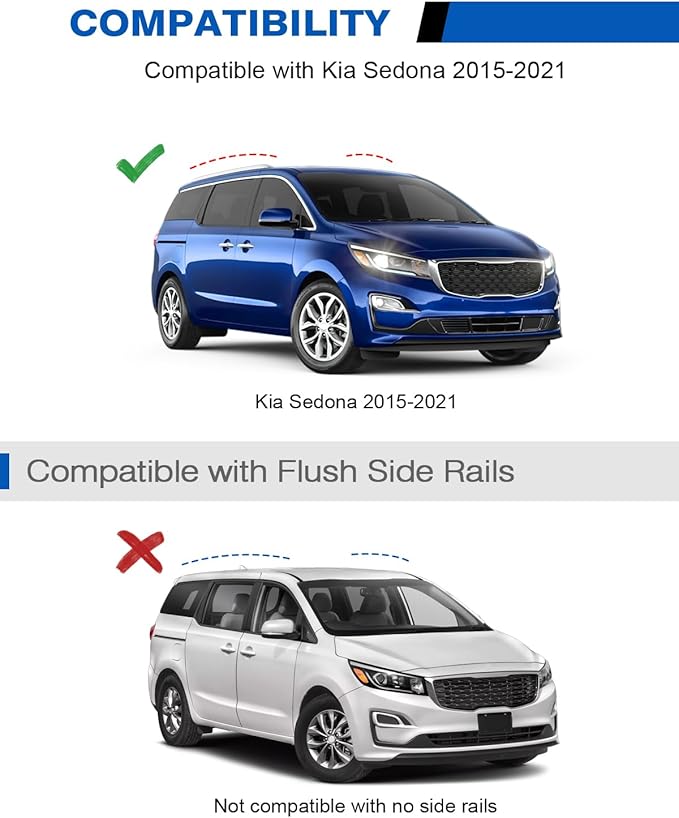 Roof Rack Cross Bars 220lbs Compatible with Kia Sedona 2015-2021,Heavy Duty Aluminum Lockable Roof Rails Crossbars Cargo Canoe Black Rooftop Cargo Carrier Luggage.