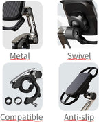 Rcool Universal Bike Phone Mount Holder,with Buckle Mount Base, 360°Rotation Four Corner Fixation for Bicycles Scooter eBike Dirt Road Cruiser Jogging Stroller Torch Light Dash Cam，Silver
