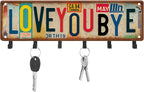 Key Holder Wall Mount Love You Bye Key Holder Hook Rack Organizer Hanger with 6 Hooks for Wall Express Love Art Sign Decor fo