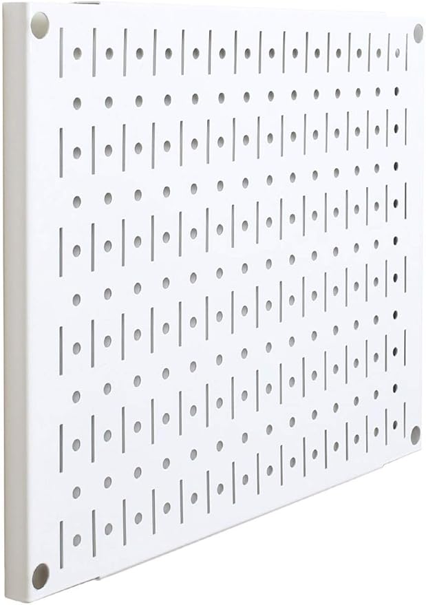 Wall Control Pegboard Wall Organizer Tiles Modular Metal Pegboard Tiling Set - Four 12-Inch Tall x 16-Inch Wide White Peg Boa