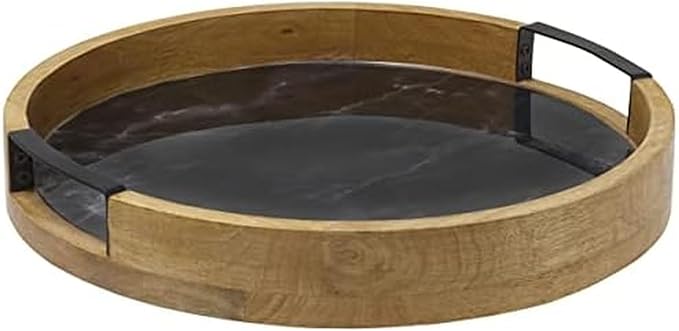 Gourmet Basics by Mikasa Lazy Susan Serving Tray, Black Marble, 14-Inch