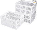 Aebeky 3-Pack Plastic Collapsible Storage Crates-30L,Foldable Plastic Crates for Storage (White)