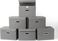 Fabric Foldable Collapsible Storage Cube Bin Organizer Basket with Lid, Handles, Removable Divider for Home, Closet (Grey, 6P