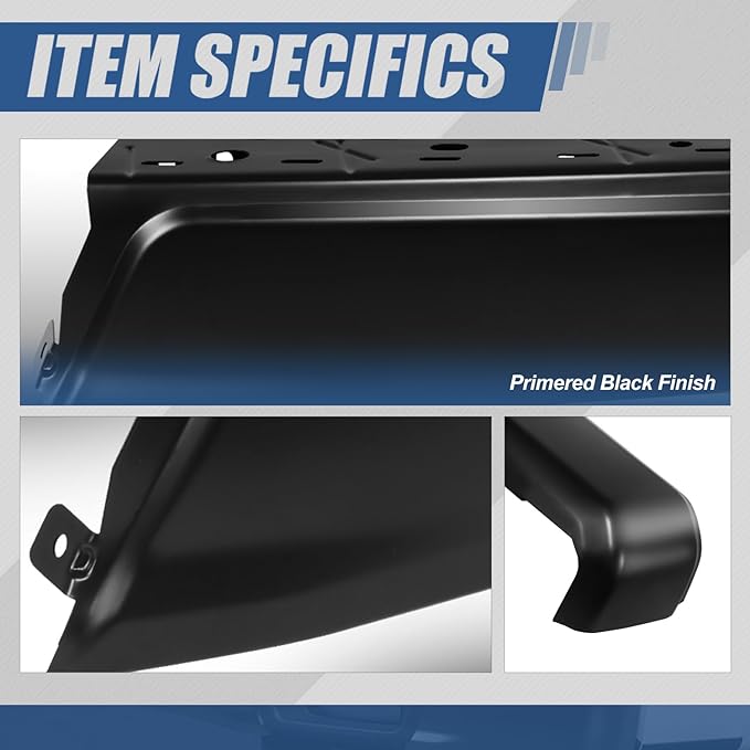 Auto Dynasty Rear Bumper End Caps Cover Compatible with 2015-2020 Ford F-150, Passenger Right Side, Non Parking Sensor Holes, Primered/Painted Black