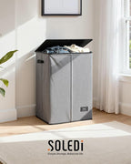 SOLEDI Laundry Hamper with Lid 130L Large & Tall Collapsible Laundry Basket, Clothes Hamper with Bag Removable Easy to Carry,