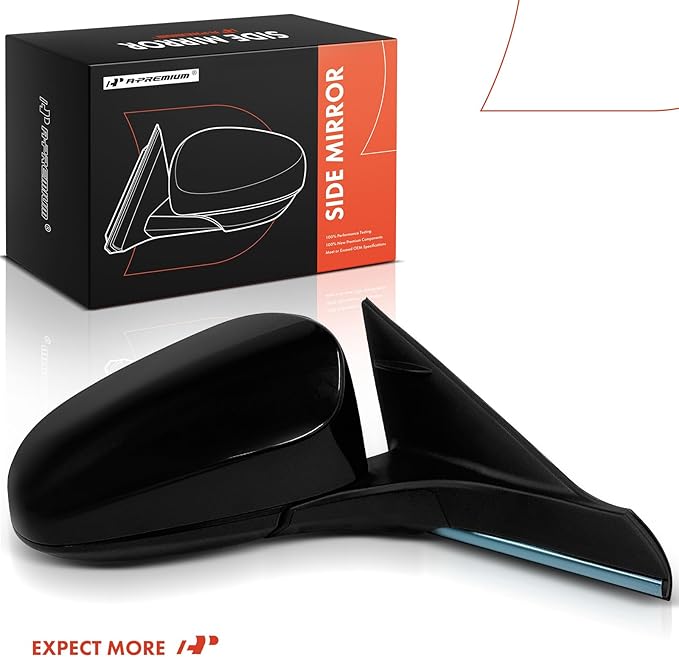 A-Premium Passenger Side Power Door Mirror - Compatible with Toyota Camry 2016 2017 - Heated Manual Folding Black Outside Rear View Mirror with Blind Spot Detection - Replace# 8790106051