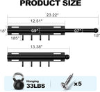 Valet Rod for Closet Retractable with 4 Hooks, 13.4"-23.2" Pull Out Clothes Hanger Rail, Heavy Duty Alloy Steel Side Mount Wa