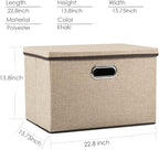 PRANDOM Extra Large Collapsible Storage Bins with Lids [5-Pack] Linen Fabric Foldable Storage Baskets Boxes Organizer Contain