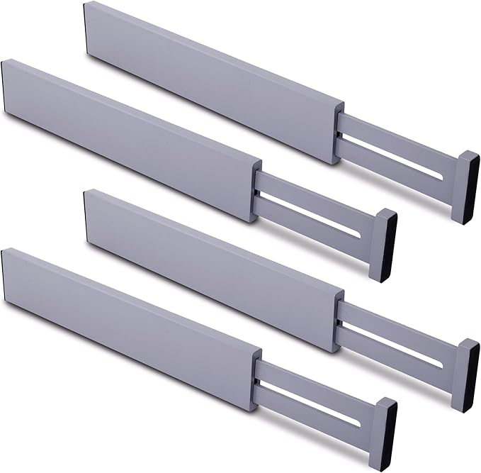 Utoplike Bamboo Drawer Dividers Large, Gray Kitchen Drawer Organizers Adjustable, Spring Loaded, Works in Dresser, Bathroom, 