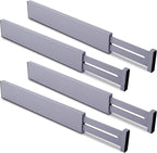 Utoplike Bamboo Drawer Dividers Large, Gray Kitchen Drawer Organizers Adjustable, Spring Loaded, Works in Dresser, Bathroom, 