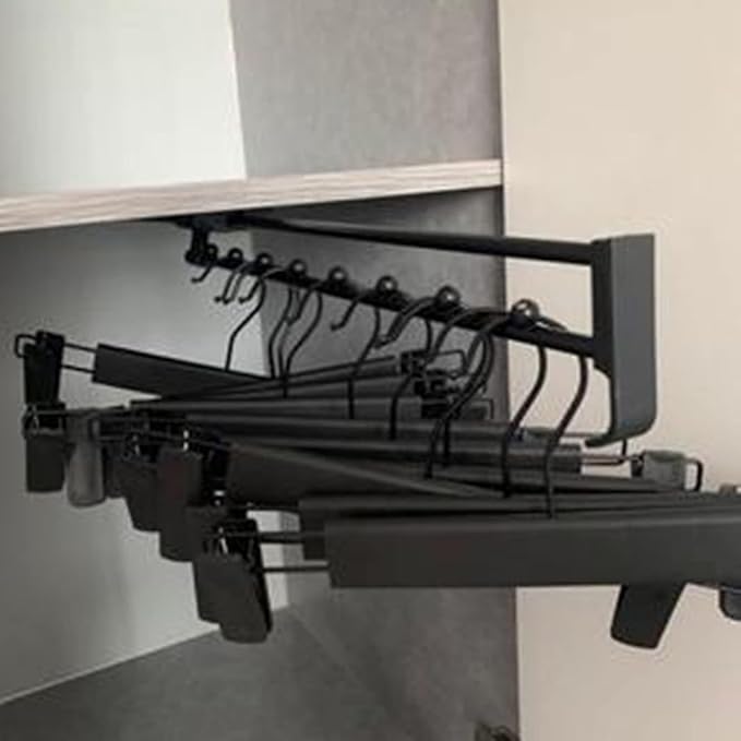 Extendable Pull Out Closet Rod - Wardrobe Pull-Out Trousers Rack, Top-Mounted Retractable Wardrobe Clothes Rail, Extendable W