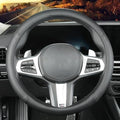 Custom-Fit for Ford Steering Wheel Cover, Genuine Leather Steering Wheel Cover, Non-Slip, Breathable, for Ford Accessories (Black (Black line), for Ford)