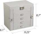 Frebeauty 5-layer Jewelry Box,Faux Leather Jewelry Organizer with 4 Drawers,Jewelry Organizers and Storage with Mirror,Jewelr