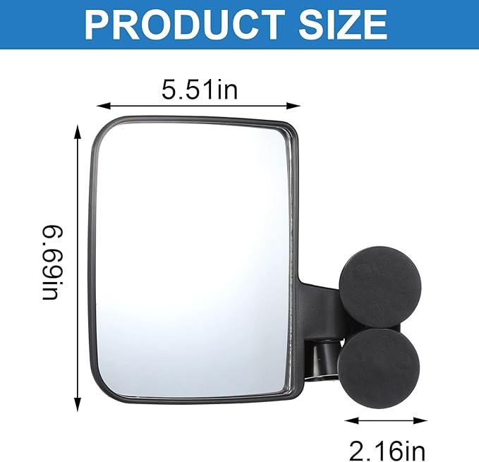 2 PCS Magnetic Tractors Mirror, Forklift Rear View Mirror – 6.69" × 5.11", Tractor Side Mirror with 2.16" Strong Dual Magnets, No-Drill Installation