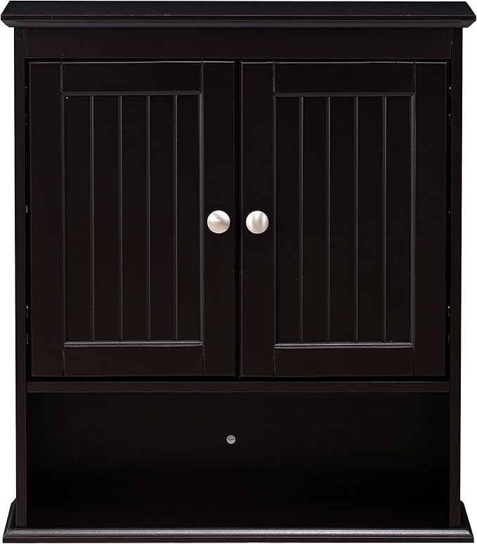 Spirich Bathroom Cabinet Wall Mounted, Wood Hanging Cabinets with Doors and Shelves, Medicine Cabinet Over The Toilet, Espres
